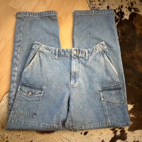 RAG & BONE Miramar Nora Cargo Pants Sweatpant Jeans Celeste Size 25 - Picture 4 of 9